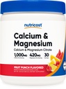 Nutricost Kalcij Magnezij v prahu (Fruit Punch, 30 Servings) - podpora za kosti, ne-GMO, Gluten brez (iz kalcijevega citrata in magnezijevega citrata)