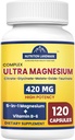 Magnezij kompleks dopolnilo z vitaminom B6, 2 Mesec dobava 420mg 5-v-1 Magnezijev oksid, Taurat, Malat, Citrat, Glicinat Max Absorpcija Magnezij Dodatek za mirno, spanje in noge Cramps