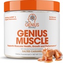 Genius Brand Genius Muscle - Muscle Health Supplement za rast, vzdržljivost in okrevanje - nehormonska formula - 6 Organic Gobe - Seveda-Sweeted - 30 Servings - Soled Caramel