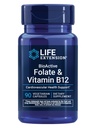 Life Extension BioActive Folat & Vitamin B12, spodbuja zdravje srca, možganov in prebavil, brez glutena, vegetarijansko, 90 kapsul