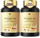 Hitra raztapljanje vitamina D3 5000 i.e. s kalcijom in magnezijem - za hitro absorpcijo brez sladkorja žvečljivi dodatek za moč kosti, zob, mišic, imunskega zdravja,200 tablete hitro taljenje