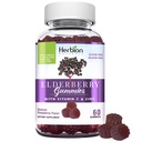 HERBION Elderberry Gumies z vitaminom C in cinkom - Zdrav imunski sistem podpora - Gluten-free & želatina-free - 60 Gummies za odrasle in otroke 4 leta in več - Made in USA, 60 Count (Pack of 1)