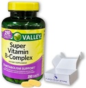 Super Vitamin B Complex Spring Valley- Tablete 250 Število Mešanica B6 B12 C tiamin biotin folat pantotenska kislina in riboflavin, Boxed by Fusion Shop Store
