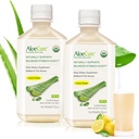 AloeCure USDA Organic Aloe Vera Juice limonina aroma - narejena v 12 urah žetve - Naravna prebavni dodatek za uravnotežene želodčne kisline - Podpora Prebavne in imunskega zdravja, 2 Btls x 16.7oz