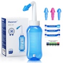MAOEVER Neti Pot Sinus Rinse Steklenička Čiščenje Čiščenje Tlak Izperite nos namakanje za odrasle & Kid BPA prost 300 ML s 30 Nazal pranje Sol Packets in Nalepka termometer (modra)