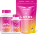 Pink Stork Pregnancy Bundle: Prenatal Vitamin with DHA & Folate, Prenatal Probiotics for Pregnant Women, Melatonin-Free Sleep Tea, Pregnancy Must Haves for Each Trimester, Set of 3