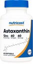 Nutricost Astaksantin 12mg, 60 Softgels - Ne-GMO in Gluten brezplačno (2 mesec dobave)