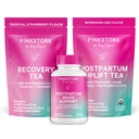 Pink Stork Postpartum Essentials Kit – Hormonsko ravnovesje, Recovery & Mood Podpora za nove mame – Postnatalne vitamine Ashwagandha + Zeliščni čaji za stres Relief, Energy, Sleep – Darilni komplet – Vegan, Organic