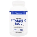 ML Natural Natural Vitamin K2 MK-7 120 μg 120 Zelenjavne kapsule. naravni MK-7/99% All-Trans MK-7. Podpira zdravje kosti in srca, pomaga spodbujati vaskularno zdravje, NSF-Certified & cGMP-Compliant.