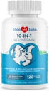 10 v 1 Multivitaminu za pse - 120 žvečljive tablete z glukozaminom in hondroitin - ribje olje in vitamini s Coq10 za zdravje kože in srca, Gut & Imunska podpora