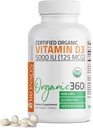 Bronsonov vitamin D3 5.000 i.e. (125 μg) Certified Organic High Potency Non-GMO Vitamin D dodatek, 360 Tablete