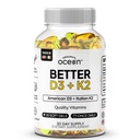Organics Ocean Better D3 + K2-100% Organic VIT D3 in K2 dodatki z največjo biorazpoložljivostjo - Podpira gostoto kosti, kalcij ravnotežje, imuniteto in razpoloženje - 1-Pack, 30-dnevno oskrbo