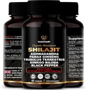 Himalajski Shilajit Kapsule z Ashwagandha, Ginseng, Tribulus, Ginkgo & Black Pepper – Vegan, brez glutena Botanična mešanica za dnevno wellness & Vitalnost – 60 kapsul