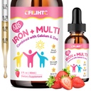 Tekoči železovi dodatki za otroke, ženske in moške - s kalcij, cink, otroci Multivitaminski z železovimi kapljicami - Imunska podpora, Blood Builder & Energy Support for Iron Deficience, Anemija, Vegan 2 Fl Oz