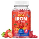 Iron Gummies for Kids & Teens, Kids Multivitaminski z železno dopolnilo, kalcij, Folat, cink, Prebiotik - za Blood Builder & Energy Support, Iron Deficiency - Vegan & Non-GMO - 60 Count Jagode