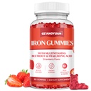 Iron Gummies for Women & Kids - Iron Supplement Gummies with multivitamin for Blood Builder, Energy, Iron Deficiency & Anemija - Sugar Free Vegan Jagoda 60 ct