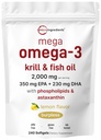 Mega Omega-3 Krill & Fish Oil 2000mg ekvivalentno, 240 Softgels 