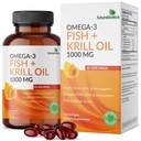 Futurebiotics Omega-3 Ribe + Krill Oil 1000 MG Omega-3 EPA/DHA & Astaksantin - Non-GMO, 120 Softgels (60 strežb)