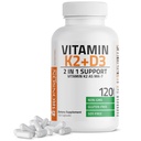 Bronsonov vitamin K2 (MK7) z D3 dodatno formulo ne-GMO 5000 i.e. vitamin D3 & 90 μg K2 MK-7 Enostaven za pogoltnitev D & K kompleksa, 120 kapsul