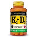MASON NARAVNI vitamin K2 + D3, 100, dan dobave, s kalcij za normalno podporo kosti in mišic, tablete