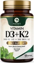 D3 K2 Vitamin - Vitamin D3 5000 i.e. na softgel - Visoka jakost Vitamin D3 dodatek - 2-v-1 kompleksni vitamin D & vitamin K2 (MK7) - Enostaven za pogoltnitev, podpora kosti in imunske podpore - ustekleničene ZDA - 120 softgels