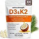 ELVERA Vitamin D3 K2 Magnezijev kompleks, ekstra moč D3 & K2 s trojnimi magnezijevimi softgels, D3 K2 Vitamin 10000 i.e.