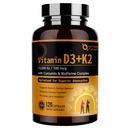 NATURE TARGET Vitamin D3 K2, Visoka potenca 10.000 i.e. D3, 100 μg K2(MK-7) dodatek z MCT, najbolj Absorbljiva Synergija Formula, podpira kosti, kalcij in imuno zdravje, 120 kapsul