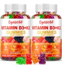 Vitamin D3 + K2 Gummies 2000 i.e. s kalcijevim + K2 (MK-7), magnezijevim citratom, vitaminom C, cinkom in borom – kost, srce in imunost – Vegan, ne-GMO, želatina-free, sladkor-free dodatek, 120 Gummies