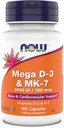 Zdaj dopolnila, Mega D-3 & MK-7, 5000 i.e. / 180 μg, kostna in kardiovaskularna podpora*, vitamini K-3 & K-2, 180 kapsul