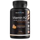 Vitamin K2 dodatek - Popoln spekter Vitamin K2-MK7, MK4 & Vitamin D - Visoka trdnost K2 deluje z vitaminom-D3 - Vitamin-K 600mcg - podpira zdravje kosti - 90 kapsul