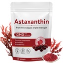 Astaksantin 12mg, 120 Softgels, Premium Astaksantin Antioksidant dopolnila z antioksidantno aktivnostjo, Podpira oči, zdravje kože, Imunsko, Notranji kroženje