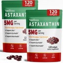2Pack Astaksantin dopolnila 12mg - Premium astaksantin za oči, možgane, kožo in imunske podpore, mikroalge vir, 240 Mehkužci