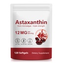 Astaksantin Dodatek 12mg iz Microalgee, 120 Softgels, Antioksidant Podpora, Dnevna Wellness Formula, 4 Mesec dobave