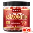 Liposomski astaksantin Gumies, organski astaksantin 12mg dodatki z likopenom, glutation za močan antioksidant, Plus vitamini & CoQ10 za oči, kožo in imuno zdravje, sladkor brez, Vegan, 60