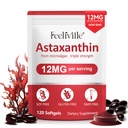 Astaksantin Dopolnila, Premium Astaksantin 12mg Antioksidant z antioksidantno aktivnostjo, Podpira oči, Joint, Imuno, zdravje kože, Notranja cirkulacija, 1Pack( 120 Softgels), Non-GMO & No Gluten