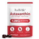 Astaksantin dopolnila, Astaksantin 12mg, 120 Softgels Antioksidant Astaksantin dopolnilo za oči, kožo, sklepov in imunskega zdravja, podpira notranje kroženje in zdravje srca, ne- GMO & brez gluten