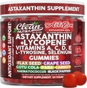 Čisti nutracevtiki AstaZen Astaksantin Gumies 12mg - z likopenom, vitamini A C D E, L-tirozinom in Selenom - antioksidanti support Gumies - 60 Count