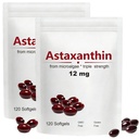 2paket Astaksantin 12mg, 120 Softgels, Max Moč Antioksidant s kokosovim oljem, naravna formula, visoka absorpcija za podporo oči in kože, naravna Formula, Non-GMO, Gluten Free