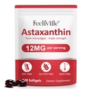 Astaksantin 12mg (120 kapsul) - Premium Astaksantin Antioksidanti dopolnila - Podpira oči, notranje cirkulacije, Imunsko zdravje in zdravje kože - svež vir mikroalg - Non-GMO & No Gluten