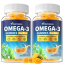 Omega-3 Gumies dodatek za odrasle 40+: 1280mg Vegan Omega3 Maščobne kisline DHA EPA z vitaminom D3 K2 Cinkov kurkuma za splošno zdravstveno podporo - ribje olje alternativa za ženske (120Count)