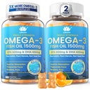 Fish Oil Omega 3 Gumies 1500mg za odrasle - Trojna moč z EPA & DHA, COQ10, rdeče Kvas riž - Wild Omega 3 Maščobne kisline dopolnila za H