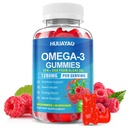 Vegan Omega-3 Gumies 1028mg, Omega 3 Ribje olje alternativa za odrasle w/EPA 400mg & DHA 600mg & vitamin A, C, E podpira možgane, oči in imunskega zdravja, sladkor brez, Raspberry Flavor, 60 Count