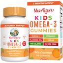 MARYRUTH'S Vegan Omega 3 Gummies za otroke 2+, 2 mesec dobava, sladkor brez, Omega 3 dodatek z vitaminom C, Laneno olje, Imunska podpora, Essential Nutrient ALA, Brez okusa rib, 60 Število