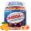 Liposomsko antarktično olje krila Omega 3 Gumies 2000mg - celična raven Absorpcija Omega-3 z EPA, DHA & Astaksantin - Antioksidant in podpora možganov - ribje olje dopolnila Alternative - 60 Count