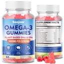 Vegan Omega-3 Gumies1000mg za odrasle - brez sladkorja dodatek s 400mg DHA & 600mg EPA, vitamini A, C, E in cink - 60 Število