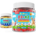Otroci Vitamin D3 K2 Gummies 2 paket + Omega 3 Gummies za otroke 2 paket