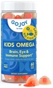 GOJOY Kids Omega 3 DHA Gummies – Brez ribjih ogorkov, brez sladkorja – Možgani, Očesna in Imunska podpora – Nasadna omega-3 iz Algae – Vegan, Čista DHA za malčke, Otroci in otroci Starost 3+