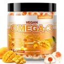 Vegan Omega-3 Gummies - ribje olje Omega 3 Dodatki za odrasle - Algae DHA 600mg & EPA 400mg, Vitamin D3 K2 - Brez okusa za ribe - za možgane, oči, imunske podpore - sladkor brez,120 Število