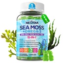 Sea Moss Gumies + Algae Omega-3 za moške, Sugar-free Vegan 15-IN-1 Irish Seamoss Superfood with/EPA DHA, Vitamini B12 D3, Kurkuma, Starejše jagode, Burdock koren, Podpora energija, Možgani, Imunska 1 pakiranje