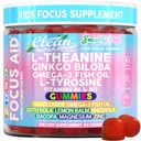 Clean Nutra Kids Focus Gumies with L-Theanine, Ginkgo Biloba, Omega-3 Ribje olje, L-Tirozin, Vitamin B6, B12 60 Count, Clean Label, Non-GMO, Vegansko-prijateljsko SmartyPop Formula za podporo otrokom